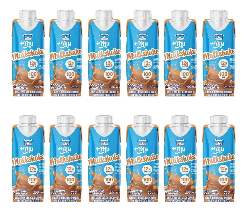 Pack Com 12 Garrafinhas Mulkshake Mais Mu Coco Com Caramelo