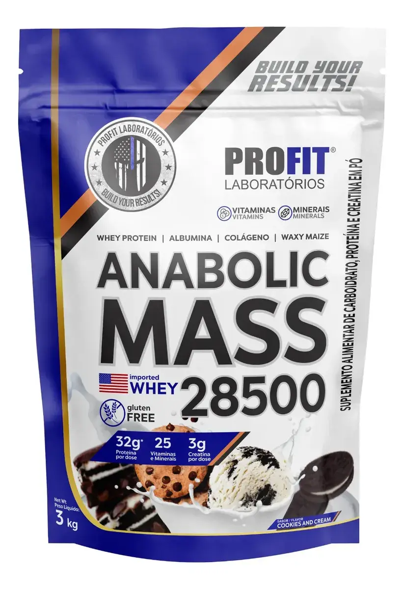 Hipercalórico Anabolic Mass 28500 3kg Profit Labs Cookies And Cream