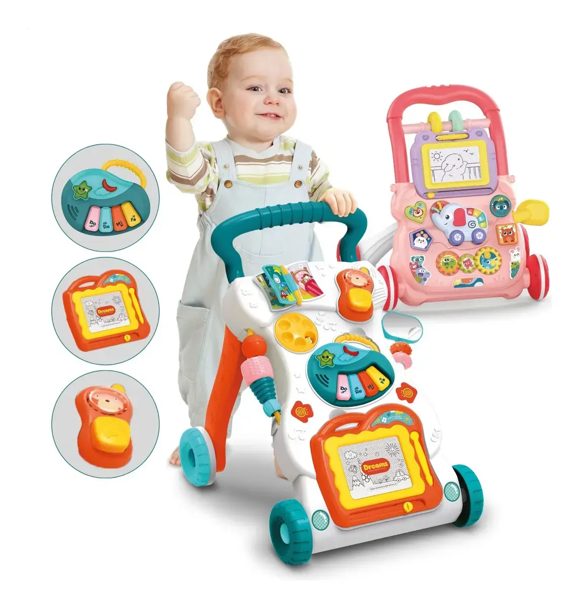 Andador Educativo Empurrar Infantil Bebê Musical Brinquedo Atentu Branco
