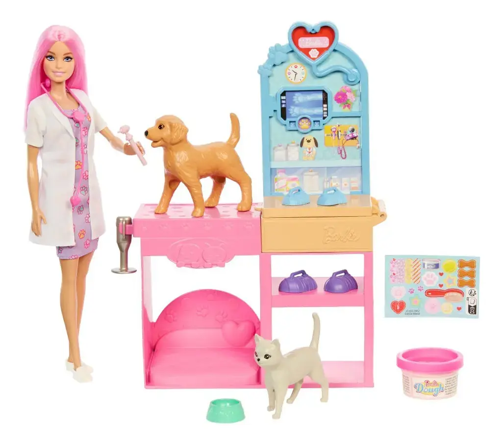 Barbie Veterinária com Animais de Estimação e Acessórios