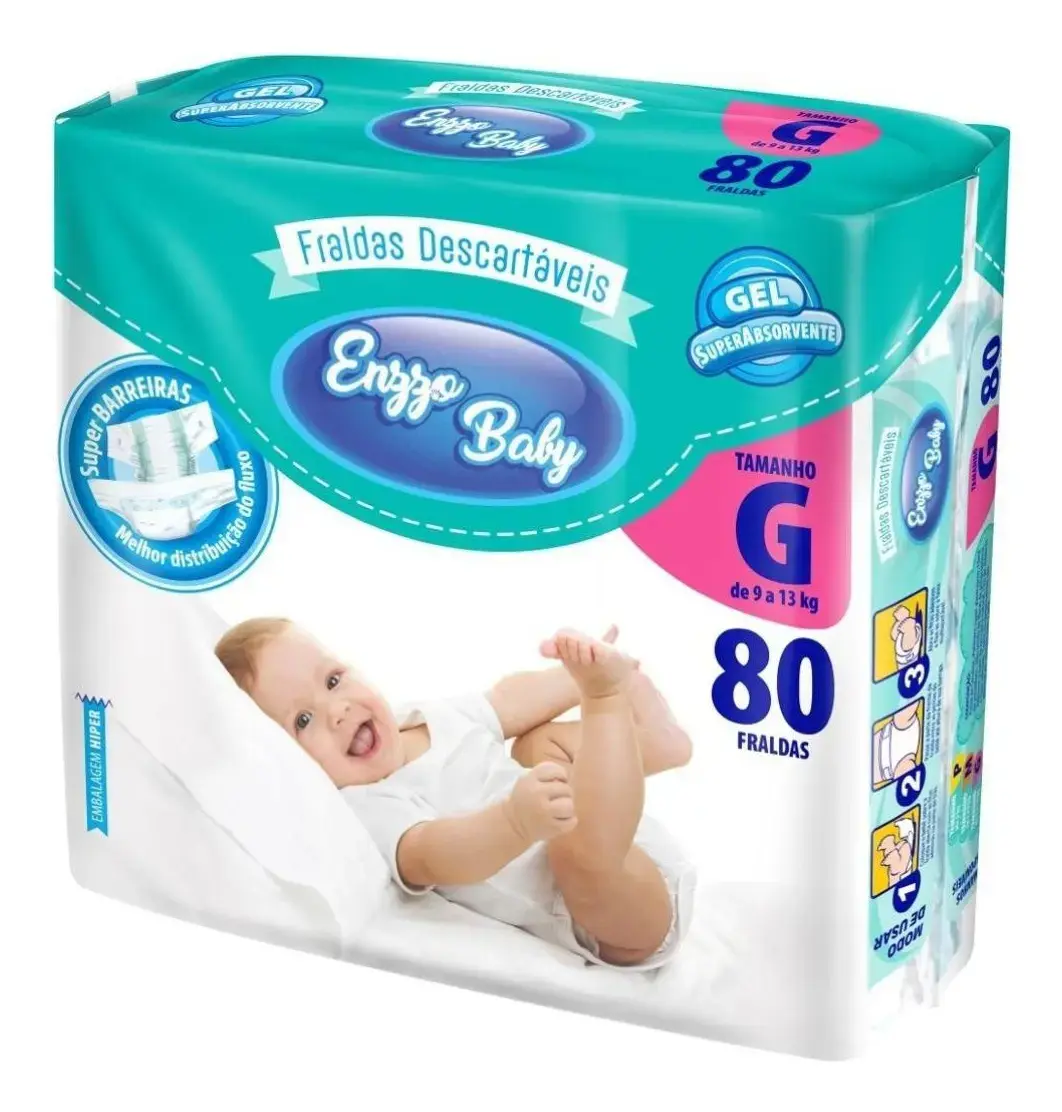 Fralda Descartável Infantil Enzzo Baby G Com 80 Unidades