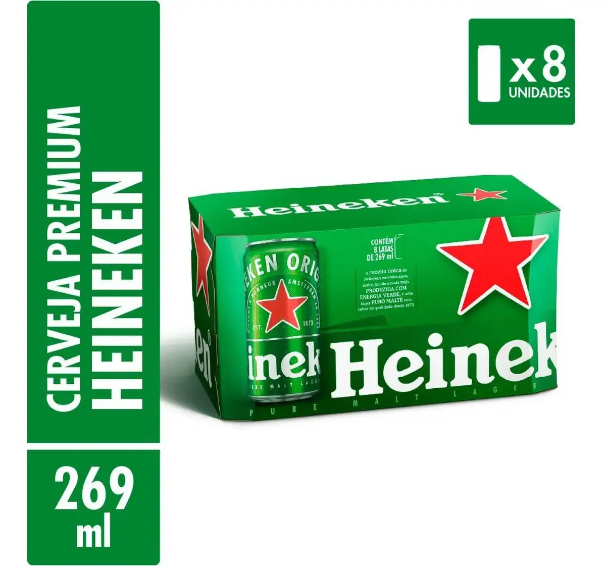 Cerveja Heineken Premium Puro Malteloira lata 269ml
