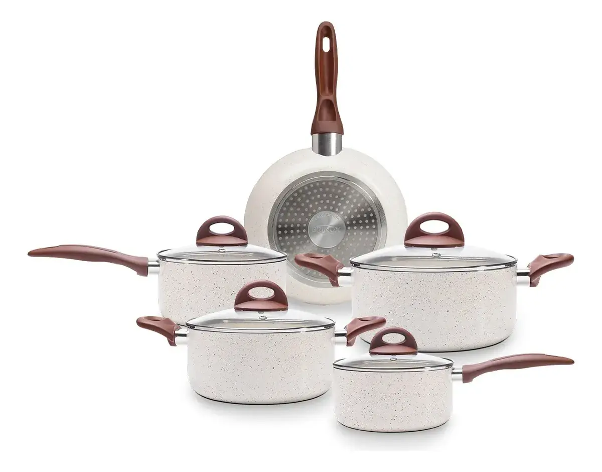 Jogo De Panelas Smart Plus Vanilla Indução Cerâmico 5peças Brinox 4774/101