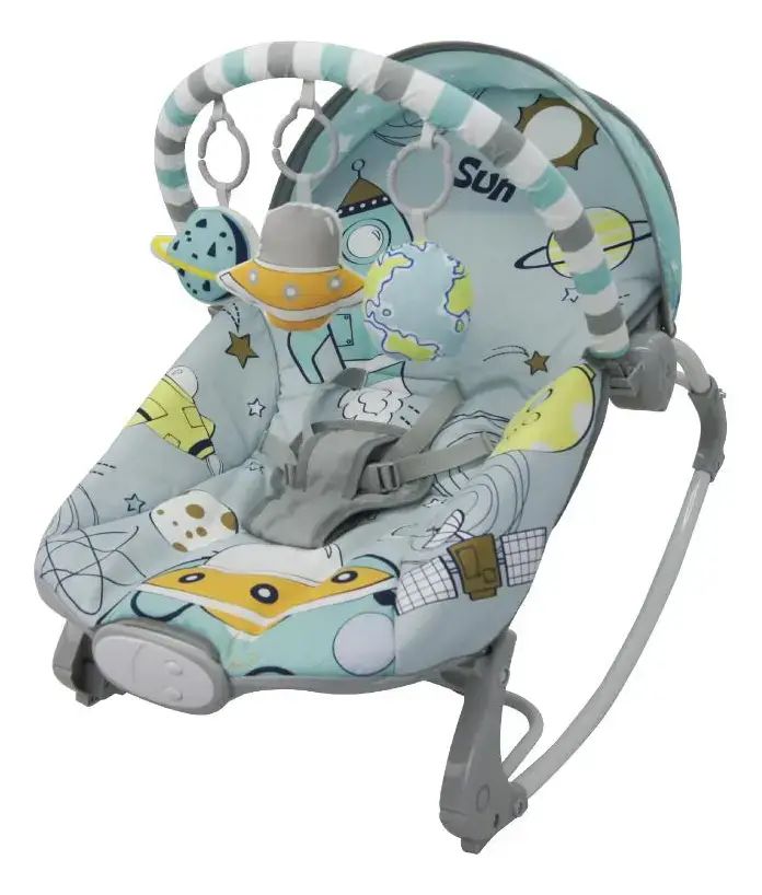 Cadeira de balanço para bebê Dican Passeio Espacial elétrica desenho água/cinza