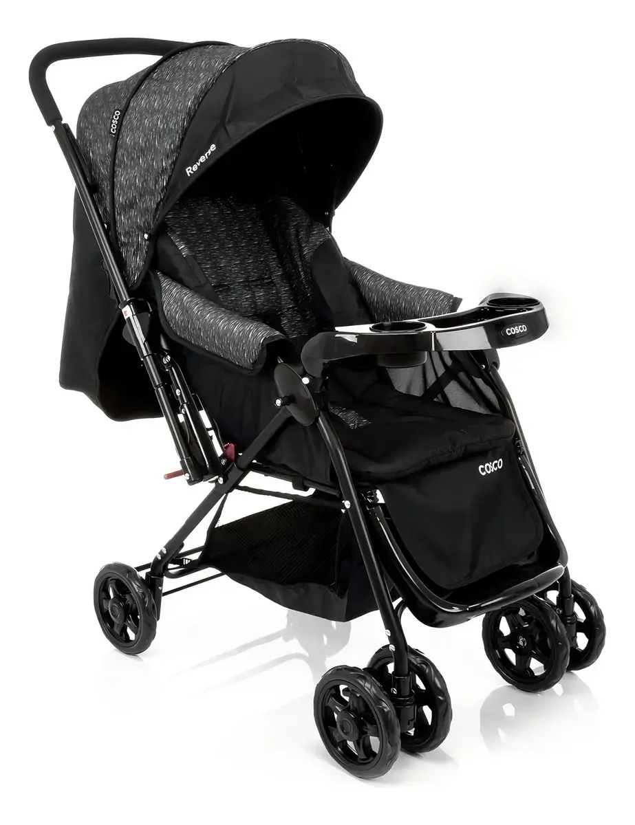 Cosco Kids, Carrinho de Bebê Reverse, Preto Rajado