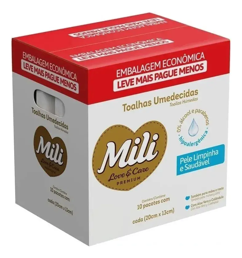 Toalhas Umedecidas Love&care Caixa 480 Toalhas - Mili
