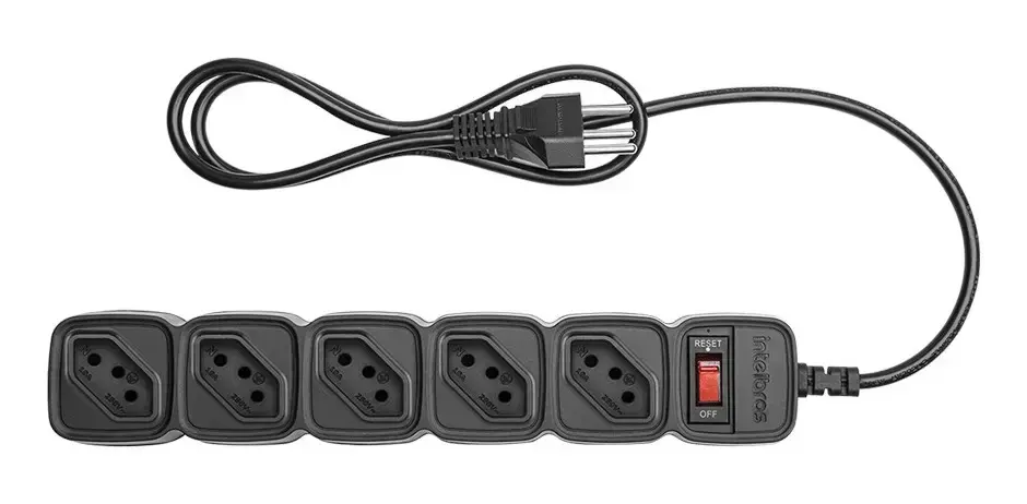 Protetor Eletrônico Com 5 Tomadas Cabo de 3 Metros Epe 205+ Preto Intelbras