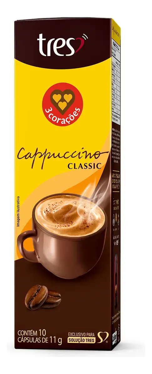 Cápsulas de Cappuccino Classic TRES Corações 10 unid