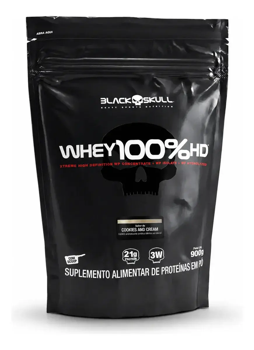 Whey 100% HD Black Skull Refil 900g Cookies
