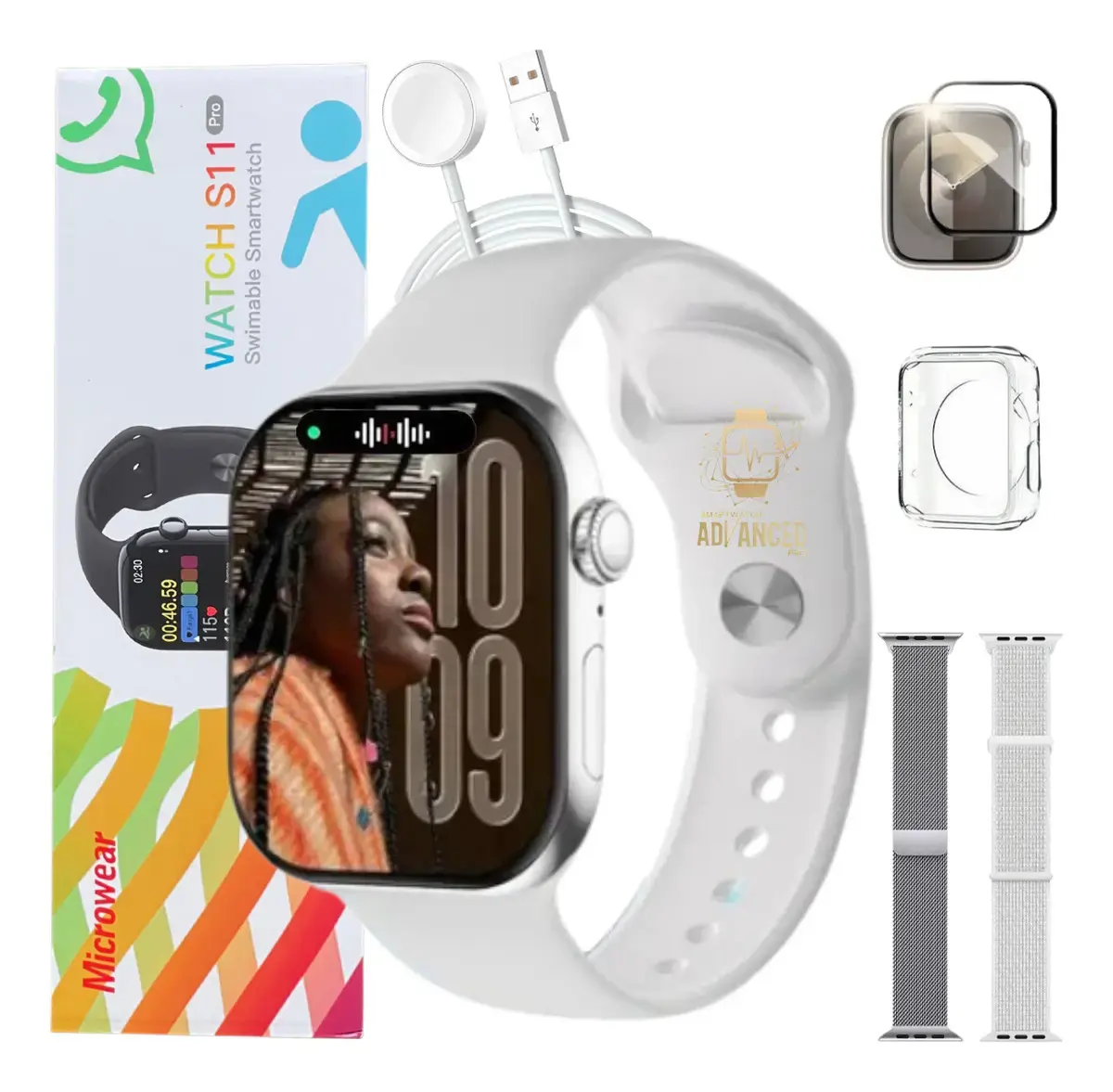 Smartwatch Microwear S11 Pro Amoled 47mm Gps Nfc Whatsapp Prata SMARTWATCH ADVANCED PRO