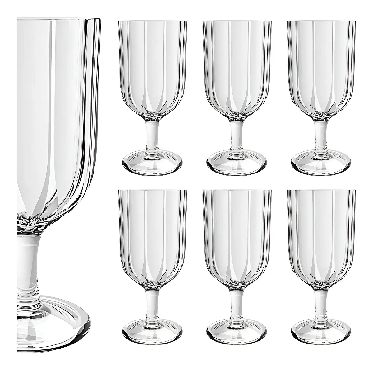 Jogo 6 Taças De Vidro Refinatto 330ml A17cm Água Vinho