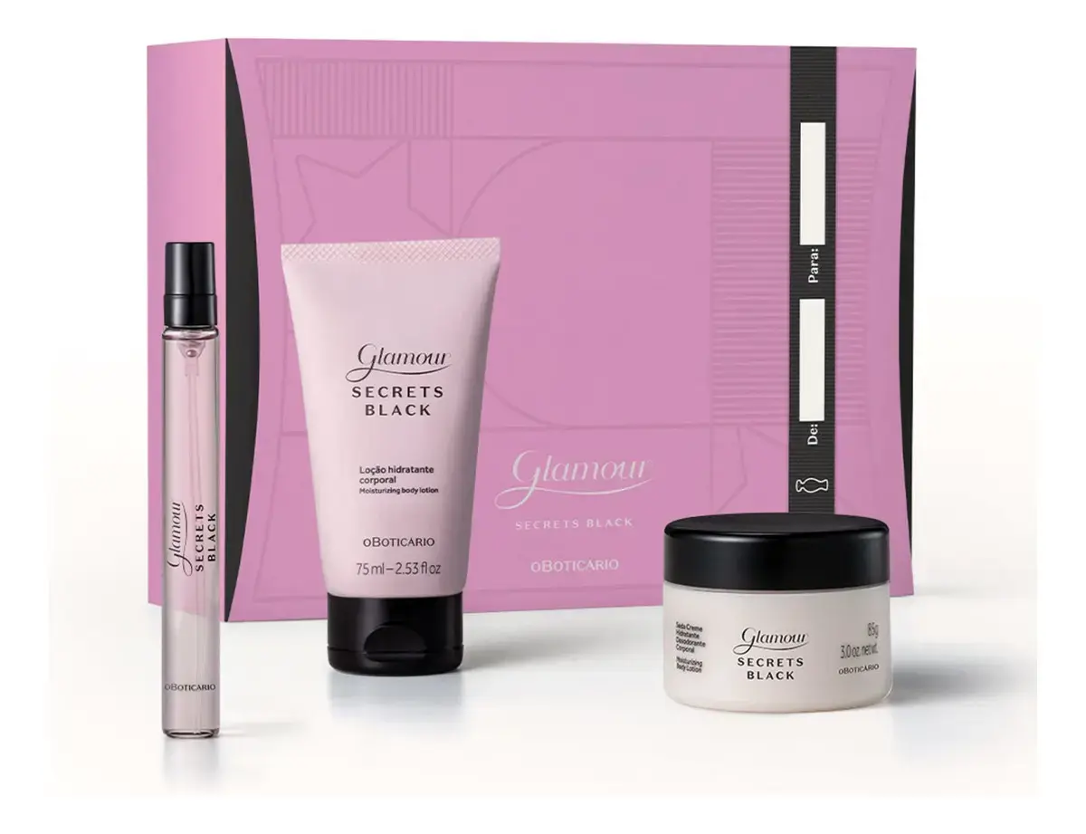 Kit Glamour Secrets Black O Boticário Feminino 3 Produtos
