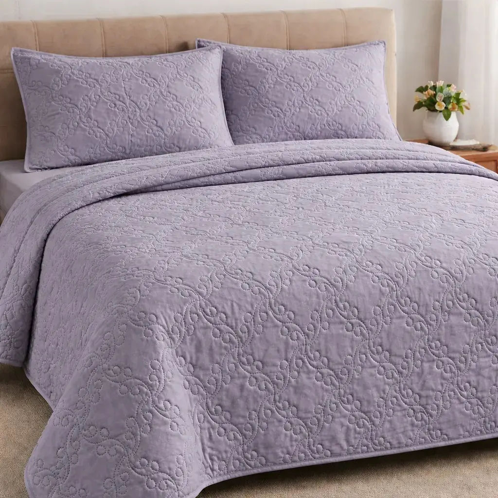 Cobre Leito Cinza Queen Matelado Ultrassônico Desenho Elegante Alta Qualidade