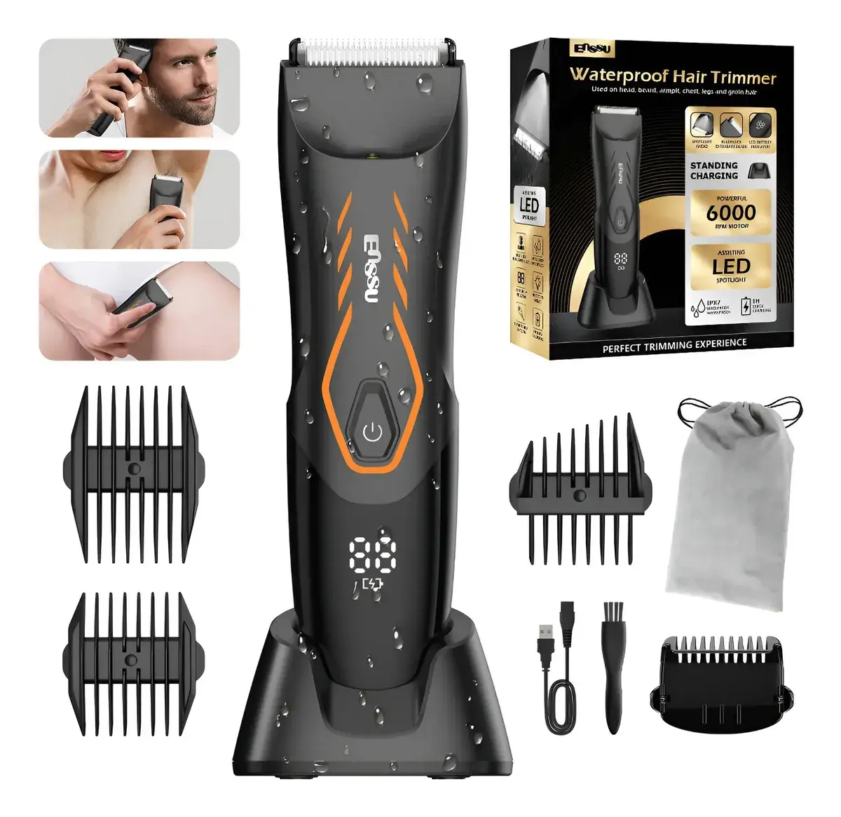 Enssu Aparador De Pelos Corporais Masculino Laranja