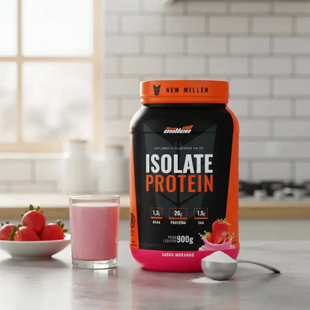 Whey Protein Isolate 900g New Millen Sabor Morango