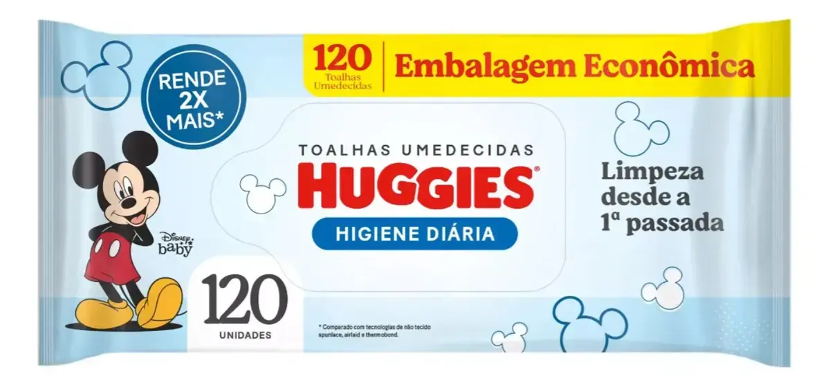 Toalhas umedecidas Huggies Higiene Diária 120 u pacote x 1