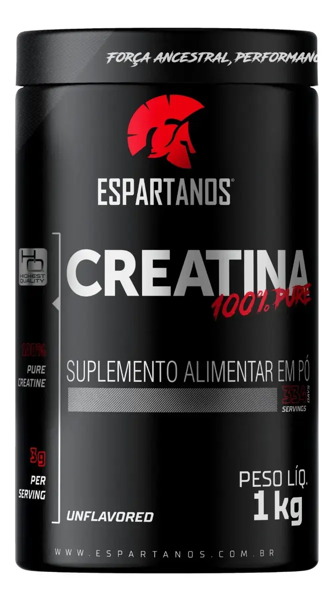 Creatina Pó 100% Pura Monohidratada Espartanos 1kg Aprovada Sabor Neutro