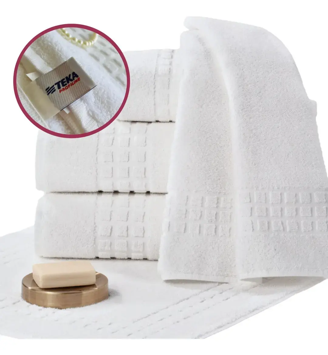Kit 5 Toalhas de Rosto Brancas Hotelaria Teka 48x85cm 500g/m²
