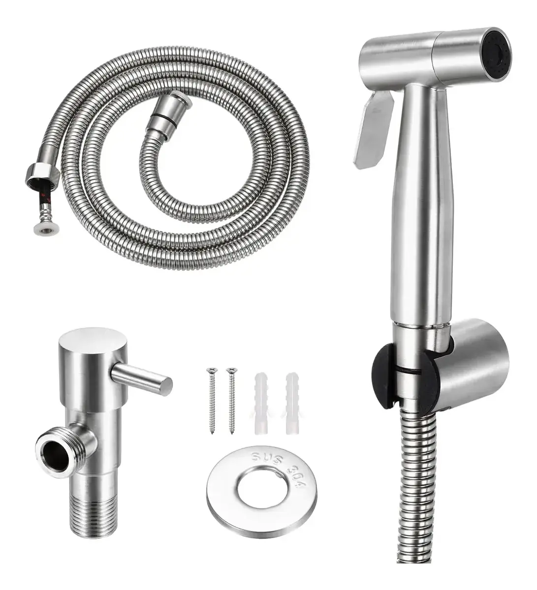 Ducha Higiênica 1/4 Volta 304 Inox Mangueira De Aço Inox