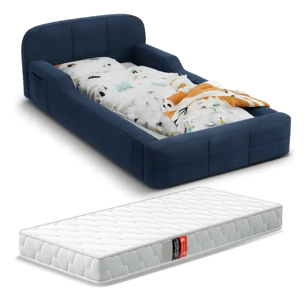 Cama Infantil Montessori Aurora Baby Com Colchão 150x70 cm Para Menino e Menina Cor Azul