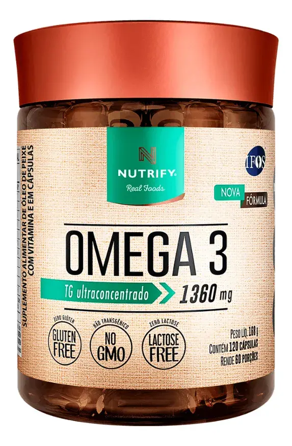 Nutrify Ômega 3 TG Ultraconcentrado 1360mg - Enriquecido com Vitamina E - Foco, Memória e Bem-Estar - 120 Cápsulas