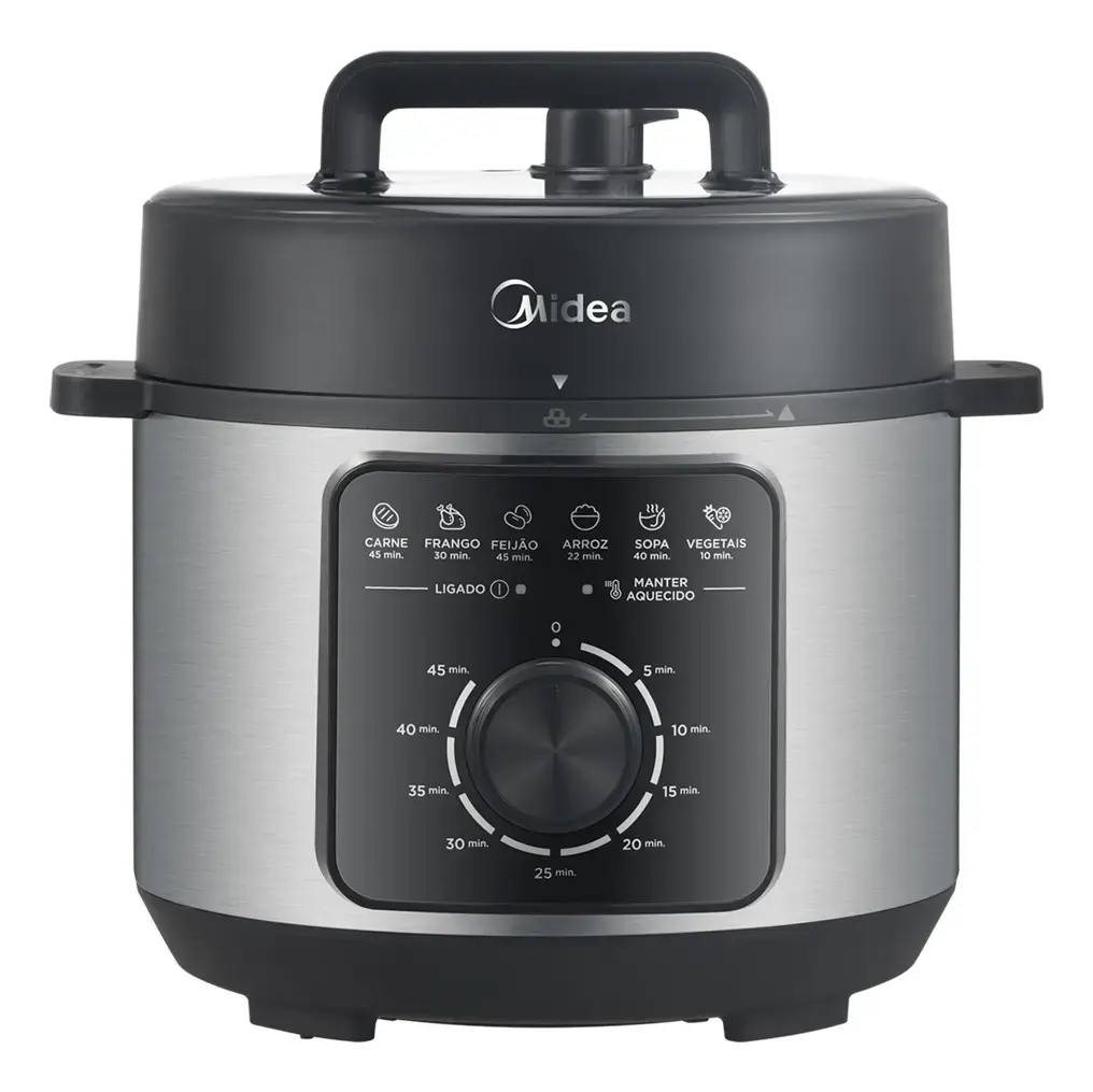 Panela Elétrica Mecânica Pressão 4l Preta E Inox Midea