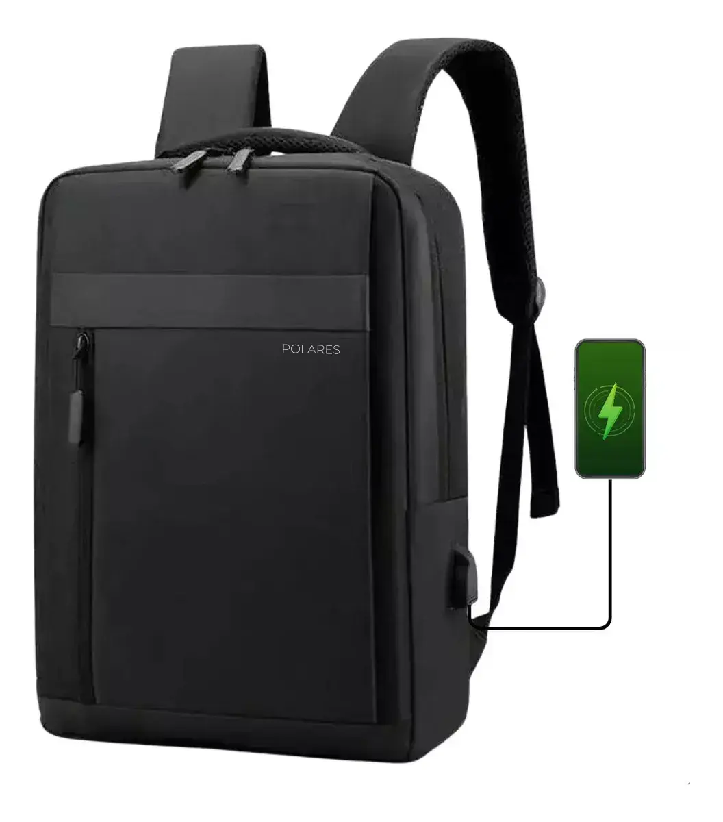 Mochila Notebook Até 15.6 Executiva Saída Usb Modelo Premium Polares Cor Preto