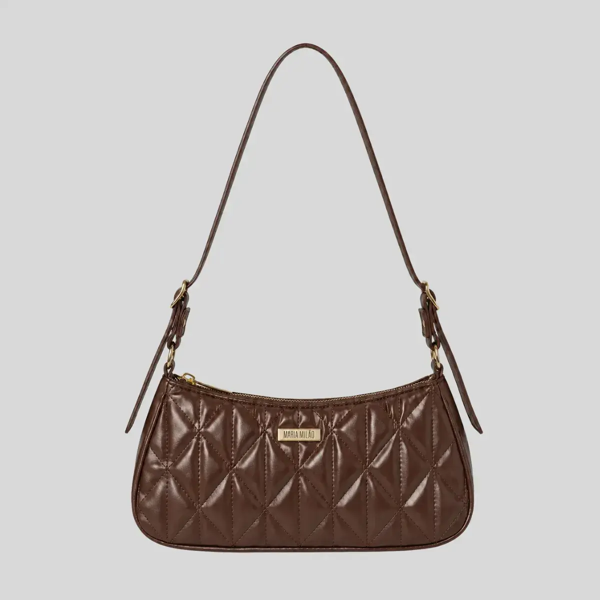Bolsa Feminina Pequena Ombro Baguete Lateral Casual Elegante Café