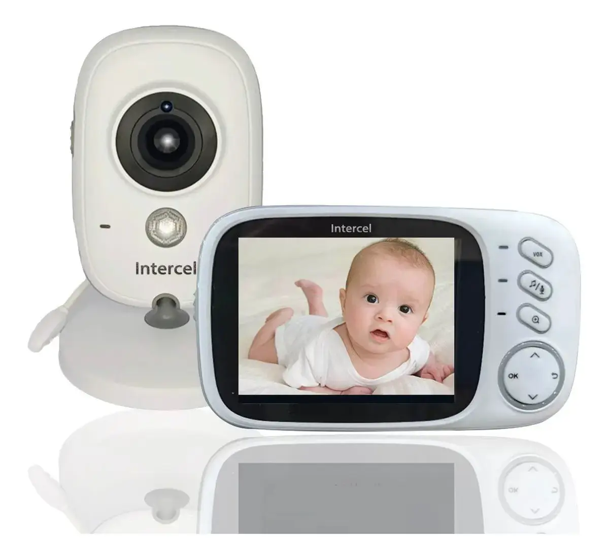 Babá Eletrônica Video Baby Noturna Recarregá Branco Intercel Branco