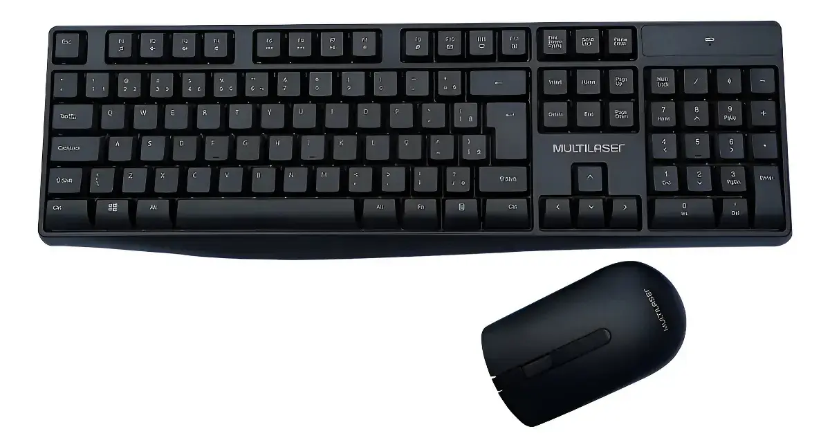 Kit Teclado e Mouse Sem Fio Slim Multilaser - Design Elegante e Silencioso - TC270