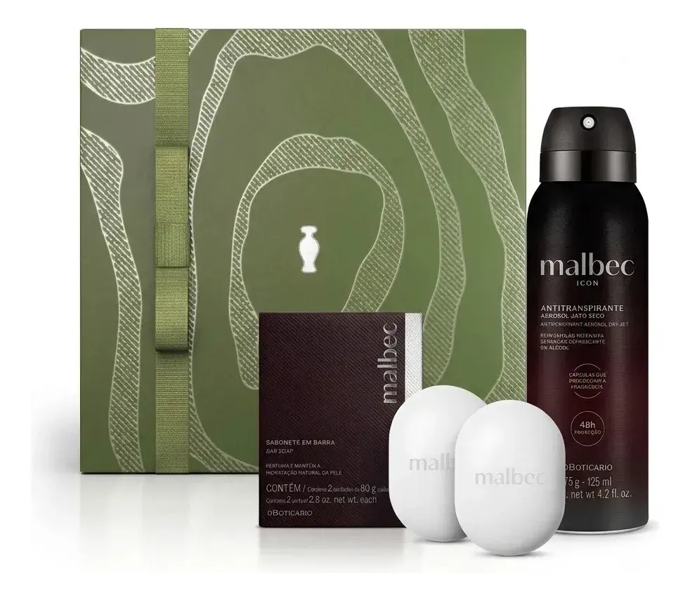 Combo Presente Dia Dos Pais Malbec: Sabonete Em Barra 2x80g+