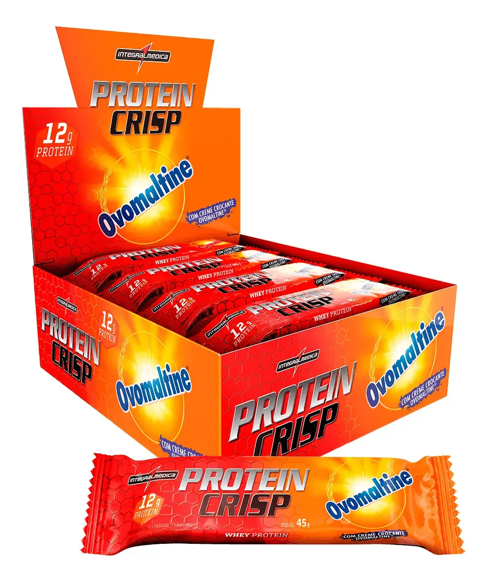 Crisp Bar Barrinha Proteica Cx 12 Unidades Sabor Ovomaltine
