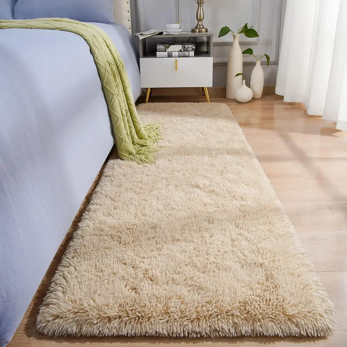Passadeira Felpuda Bege Corredor 2m Texfine Poliéster Sala Quarto Cozinha