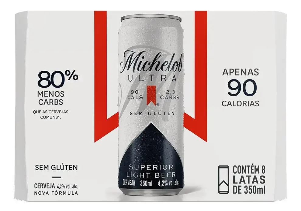 Cerveja Michelob Ultra Lata 350ml - Pack Com 8 Unidades