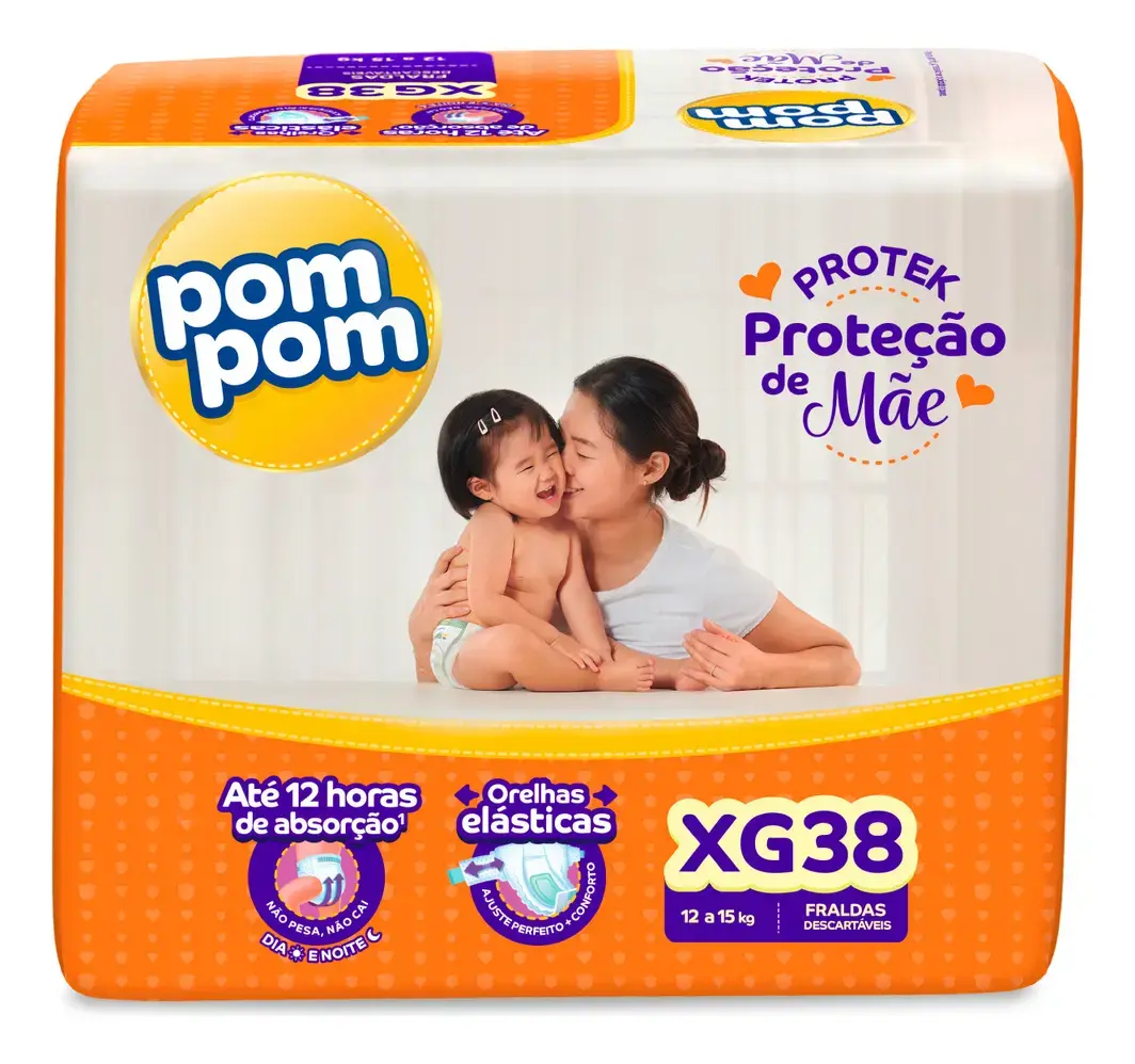 Fralda Pom Pom Proteção de Mãe XG com 38 Unidades