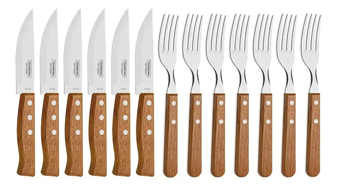 Tramontina Churrasco cor do punho marrom-claro 12 unidades 44.5cm