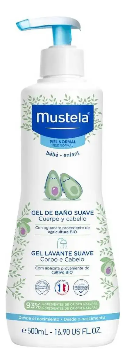 Mustela Gel Lavante Suave com Abacate Orgânico Bebê 500 ml