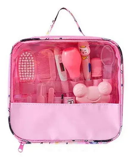 Kit Higiene Bebê Completo Azul Bolsa Maternidade Termômetro Digital Escova Pente Cortador Unha Aspirador Nasal Cuidados Recém Nascido Enxoval Acessórios Higiene Infantil Segurança
