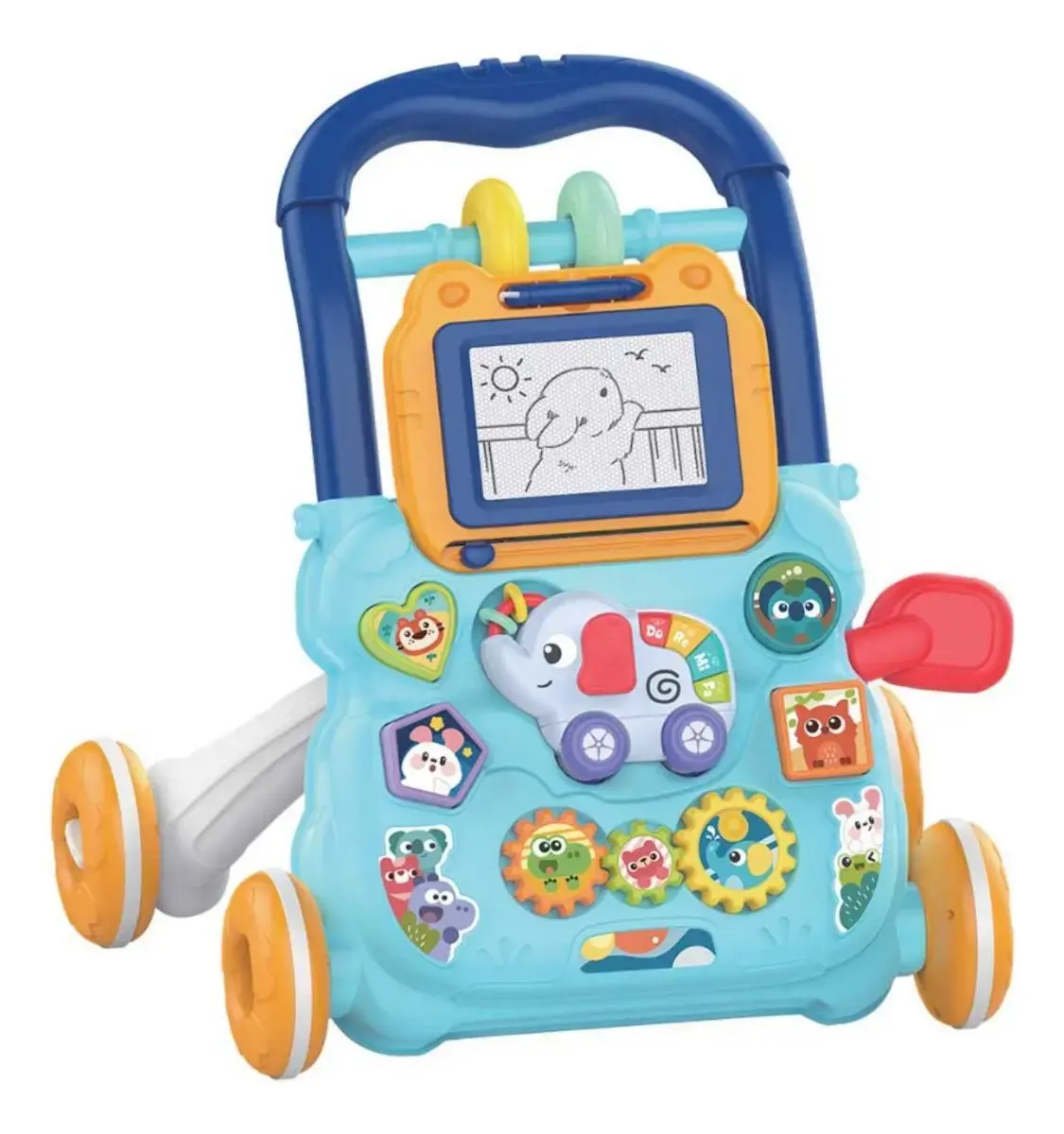 Andador Didático Guta Gutti Azul com Empurrador Musical Educativo