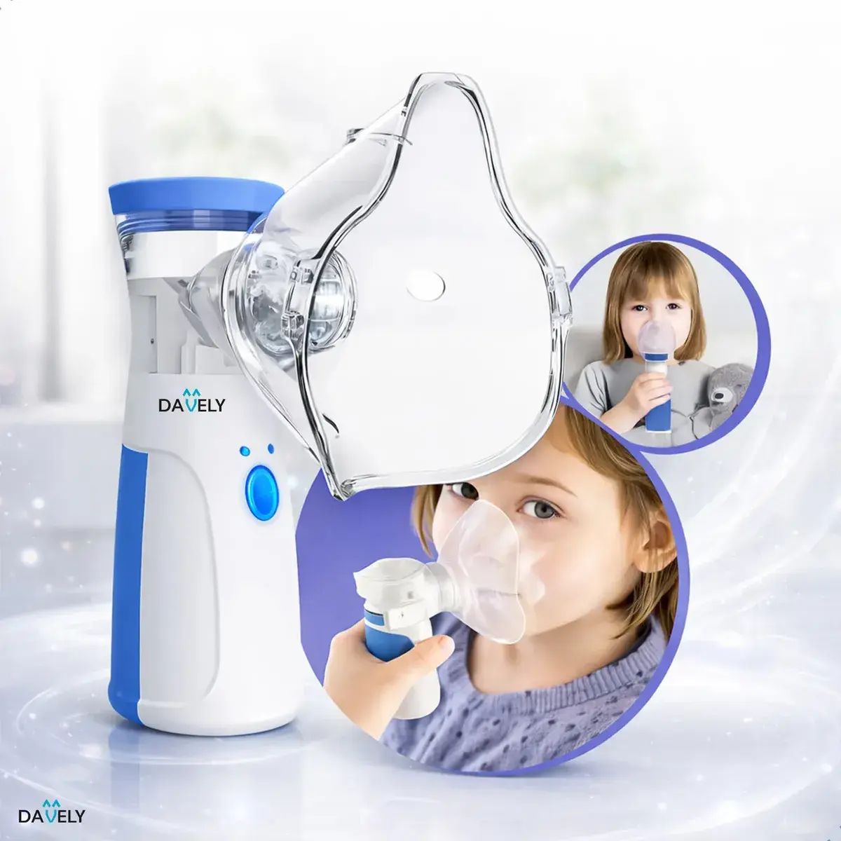 Inalador Nebulizador Ultrassônico Davely Branco Sem Fio e Silencioso