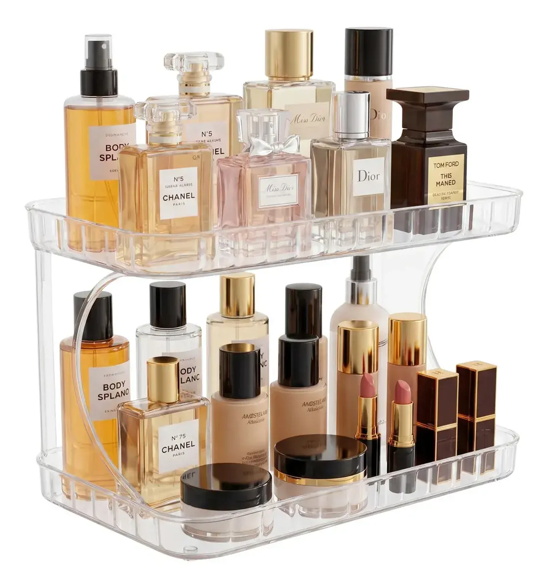 Organizador Porta Maquiagem 2 Andares Cosméticos Kaziva Transparente