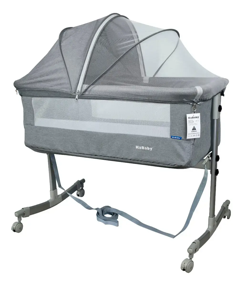 Berço Moisés Sleep 3 Em 1 Co-bed Com Cinta e Moquiteiro Cinza - KaBaby
