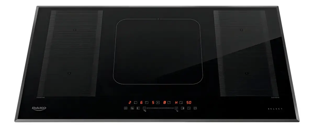 Cooktop de Indução 5 Bocas Dako Select com 2 Zonas Flexíveis e 7200W com Mesa em Vidro Cerâmico 220 V
