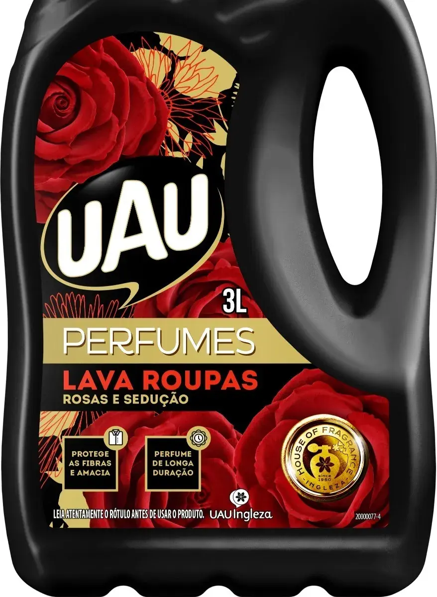 Lava Roupas Perfumes Rosas & Sedução 3 Litros Uau