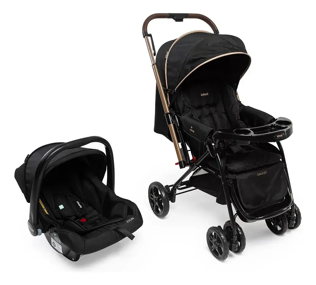 Carrinho De Bebê De Paseio Travel System Infanti Galileo Travel System Preto Mocca