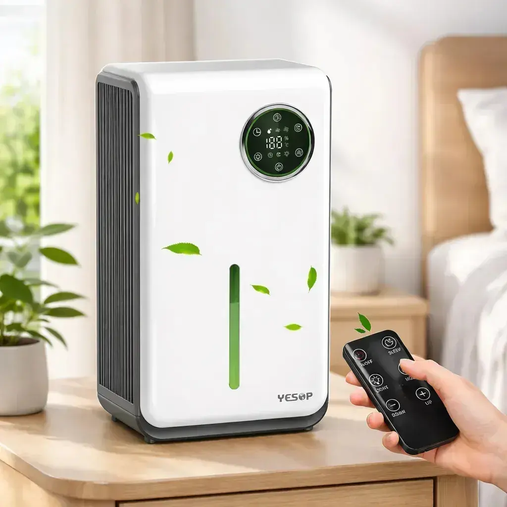 Desumidificador De Ar Ambiente Antimofo Desumidificadores Eletrico Com Tela Digital Exibição Sensível Ao Toque Portátil E Bivolt Operação Controle Remota Yesop