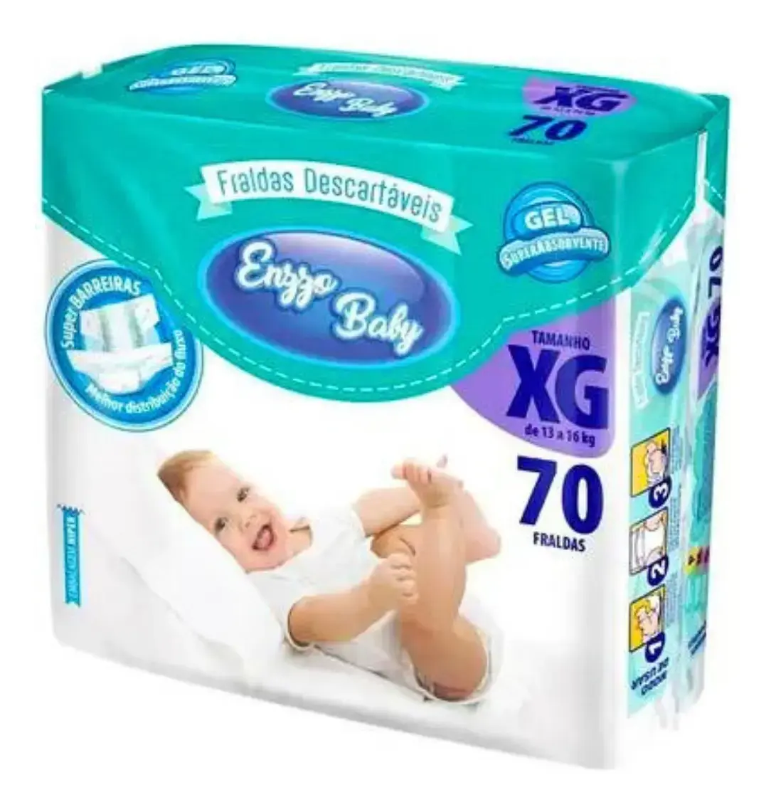 Fralda Infantil Enzzo Baby Híper Xg Com 70 Unidades