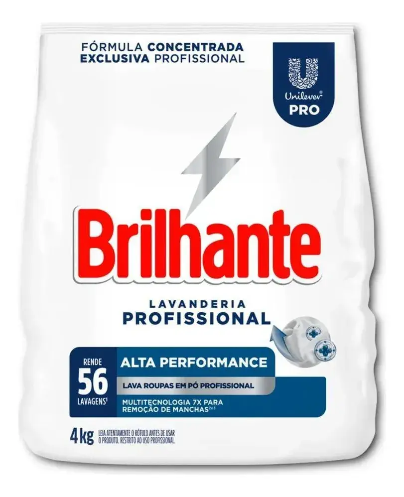 Lava Roupas Pó Brilhante 4kg: Limpeza Profissional Poderosa