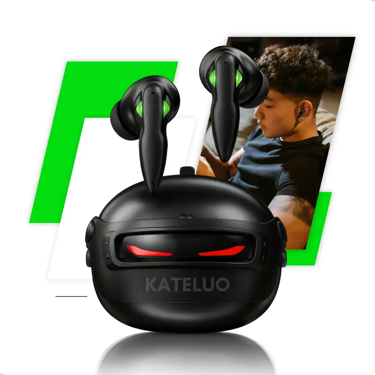 Fone De Ouvido Gamer Bluetooth Kateluo 5.4 Sem Fio Preto