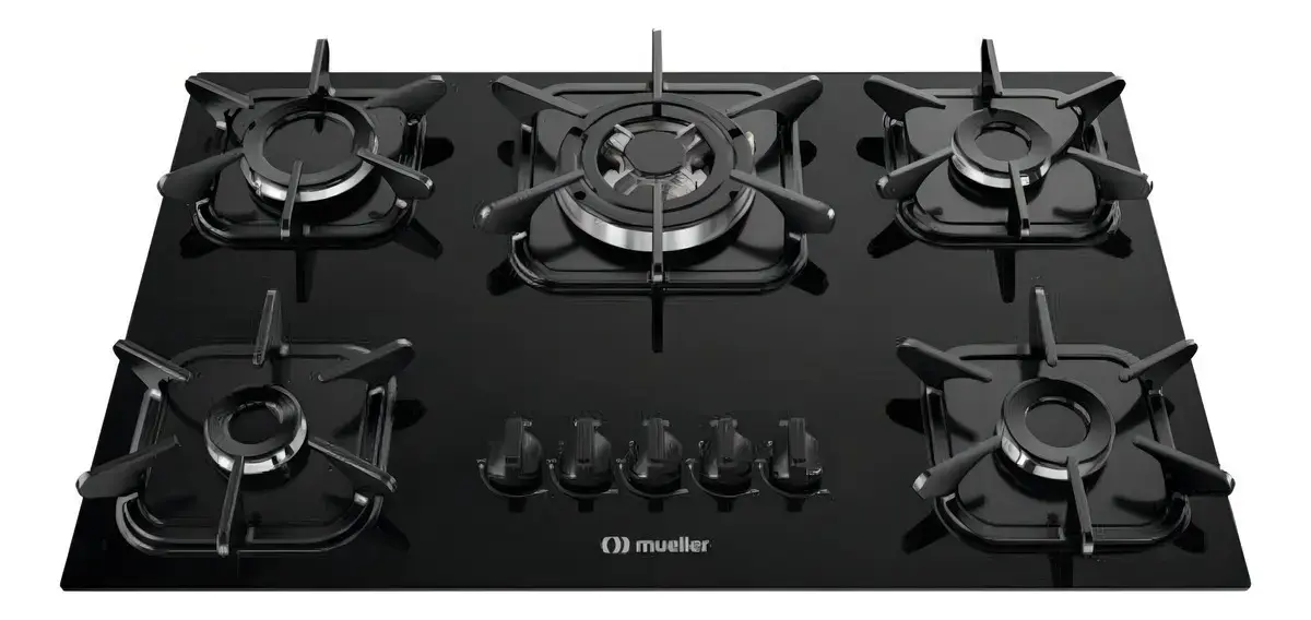 Fogão Cooktop A Gás Mueller 601270003 5 Bocas Mesa Vidro Tem